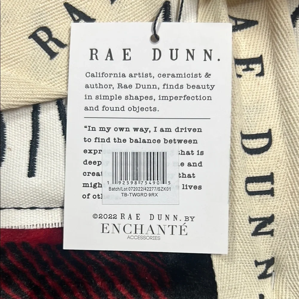 Rae Dunn Red and Black Plaid Holiday Blanket